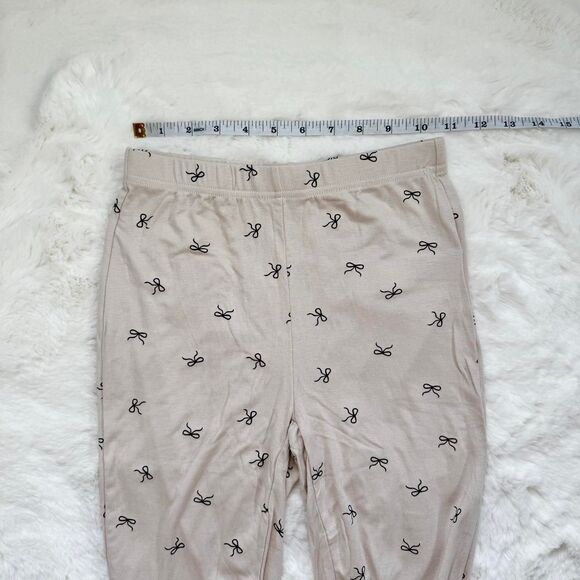 Dazy Beige and black bow print long sleeve pj loungewear set - Picture 4 of 4